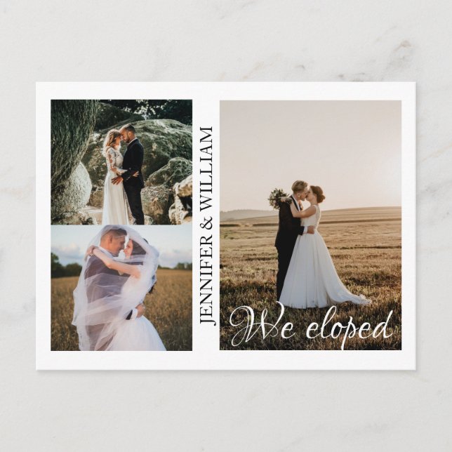 Carte Postale Nous avons Eloped Photo Collage Mariage Faire-part (Devant)