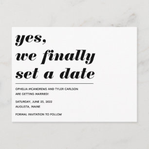 Carte Postale Nous avons une Date Bold Typographie Photo Enregis