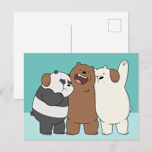 Carte Postale Nous, Groupe Ours Nus Hug (Devant / Derrière)
