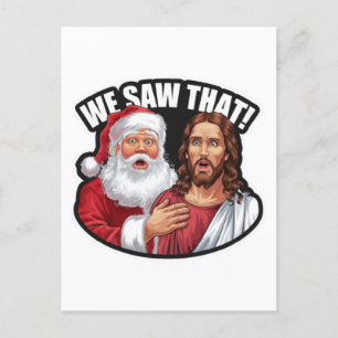 Carte Postale NOUS L'AVONS VU ! Père Noël et Jésus observent tou