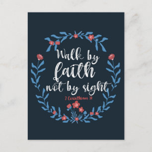 Carte Postale Nous Marchons Par La Foi Floral Bible Verse Christ