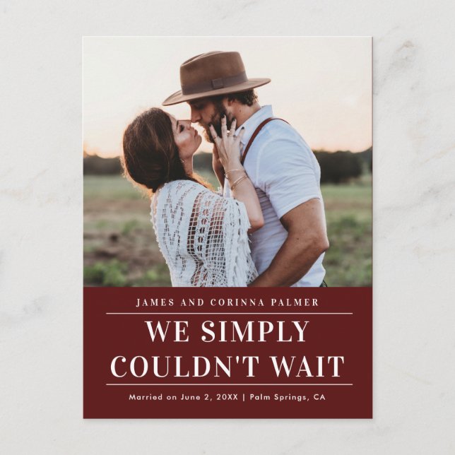 Carte Postale Nous ne pouvions pas attendre le faire-part mariag (Devant)