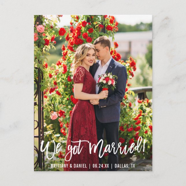 Carte Postale Nous Nous Sommes Mariés Couple Photo Script (Devant)