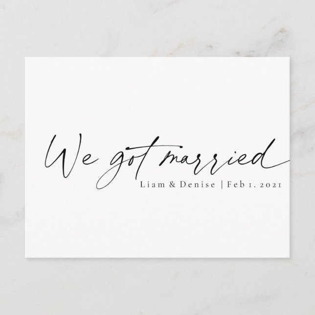 Carte Postale Nous Nous Sommes Mariés Élégant Script Minimal Fai (Devant)