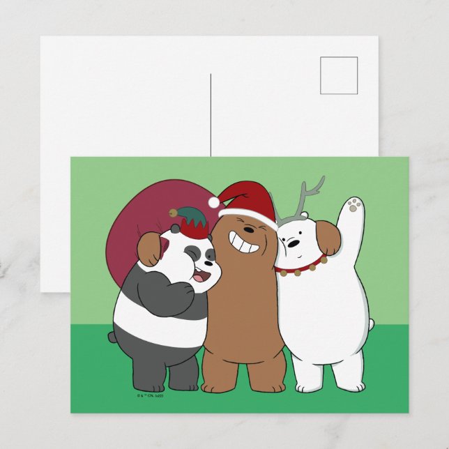 Carte Postale Nous Ours Nus - Bonnes Fêtes (Devant / Derrière)