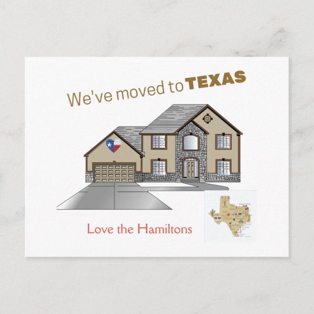 Carte postale Nous sommes déménagés au Texas (Devant)