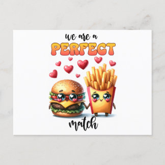 Carte Postale Nous sommes un hamburger de match parfait avec fri