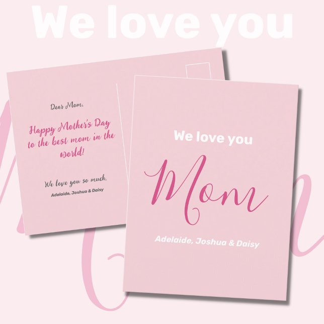 Carte Postale Nous t'aimons Maman Pink Minimalist (Créateur téléchargé)
