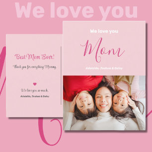 Carte Postale Nous t'aimons Maman Pink Minimaliste Photo