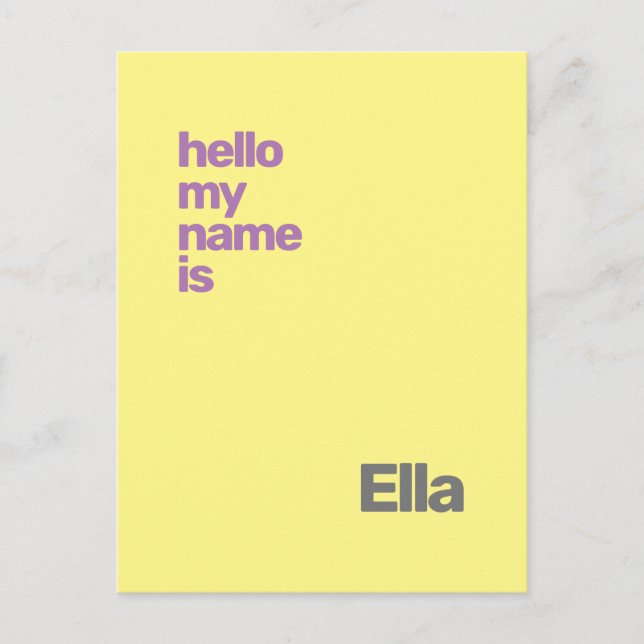 Carte Postale nouveau bébé faire-part de naissance jaune violet  (Devant)