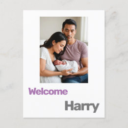 Carte Postale nouveau bébé garçon fille faire-part de naissance 