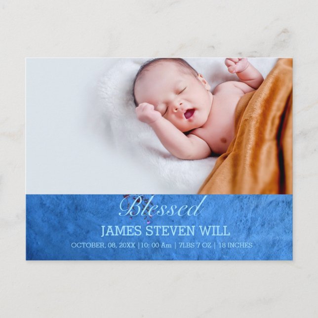 CARTE POSTALE NOUVEAU BÉBÉ, GARÇON  PHOTO MIGNONNE ANNONCE DE NA (Devant)