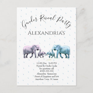 Carte Postale Nouveau bébé Genre Révéler mignon rose et bleu élé