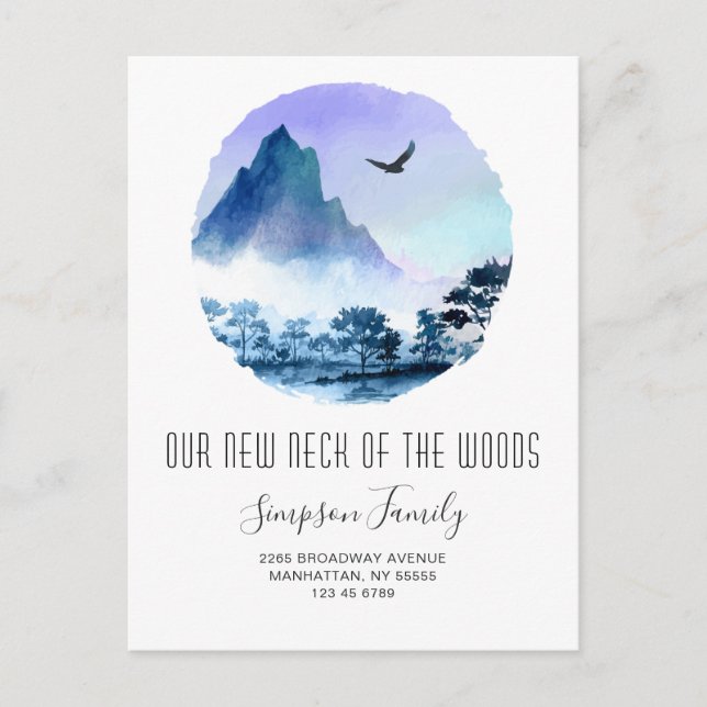 Carte Postale Nouveau cou du Faire-part de mouvement des bois (Devant)