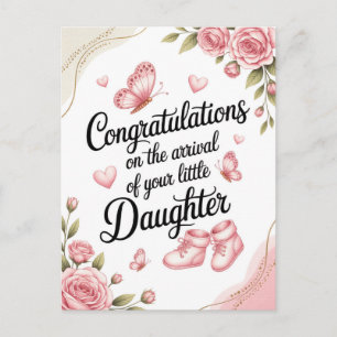 Carte Postale Nouveau design floral de félicitations pour bébé f
