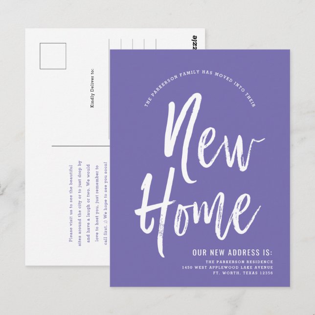 Carte Postale Nouveau domicile | Lavande minimale | Nouvelle adr (Devant / Derrière)