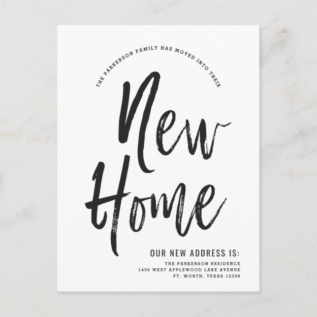 Carte Postale Nouveau domicile | Style de script Nouvelle adress (Devant)