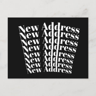 Carte Postale Nouveau Faire-part d'adresse moderne en noir et bl