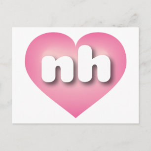 Carte Postale Nouveau Hampshire rose fond de coeur - J'aime nh