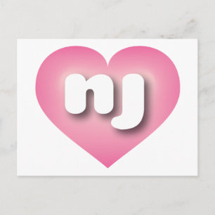 Carte Postale Nouveau Jersey cœur rose en dégradé - J'aime nj