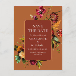 Carte Postale Nouveau mariage Fleurs Enregistrer la date Code QR