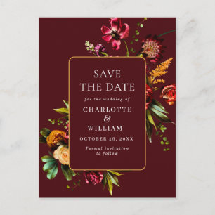 Carte Postale Nouveau mariage Fleurs Enregistrer la date Code QR
