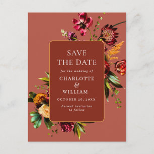 Carte Postale Nouveau mariage Fleurs Enregistrer la date Code QR