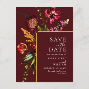 Carte Postale Nouveau mariage Fleurs Enregistrer la date Code QR