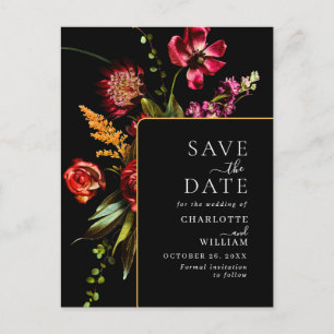 Carte Postale Nouveau mariage Fleurs Enregistrer la date Code QR