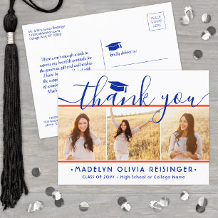 Carte Postale Nouveau Merci de graduation d'adresse orange et bl