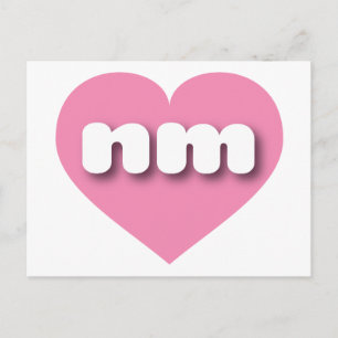 Carte Postale Nouveau Mexique coeur rose - J'aime nm