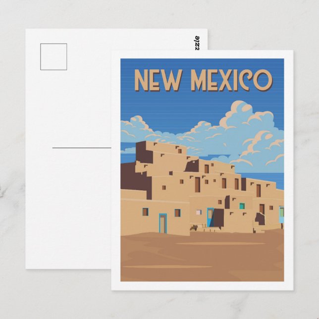 Carte Postale Nouveau-Mexique États-Unis Illustration de la célè (Devant / Derrière)