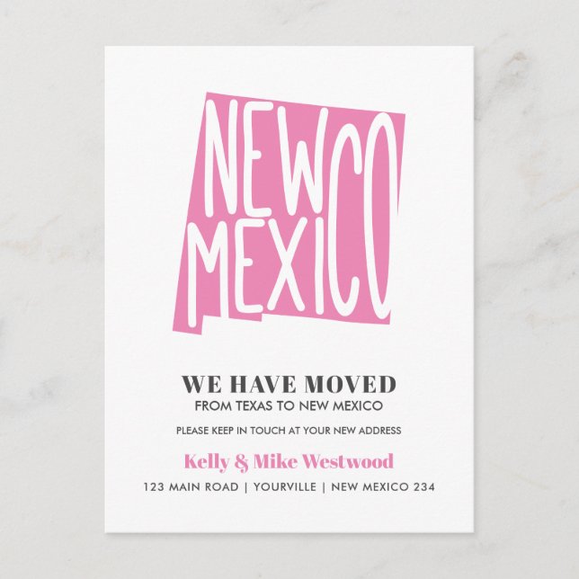 Carte Postale NOUVEAU MEXIQUE Nous avons déménagé Nouvelle adres (Devant)