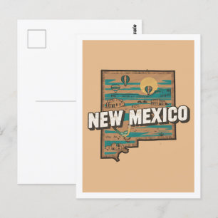 Carte Postale Nouveau-Mexique Retro Voyage Design Icone États-Un