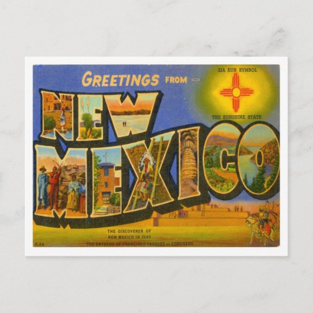 Carte Postale Nouveau Mexique Salutations Des États-Unis (Devant)