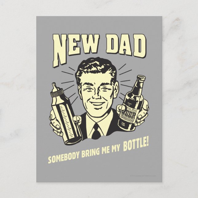 Carte Postale Nouveau Papa : Quelqu'Un M'Apporte Ma Bouteille (Devant)