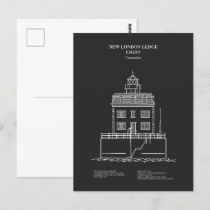 Carte Postale Nouveau phare de London Ledge - Connecticut - PD