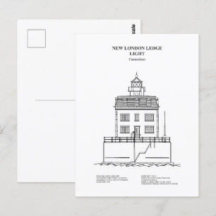 Carte Postale Nouveau phare London Ledge - Connecticut - BD