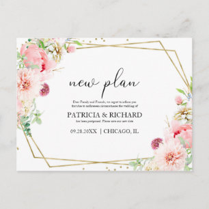 Carte Postale Nouveau plan élégant mariage floral géométrique ro