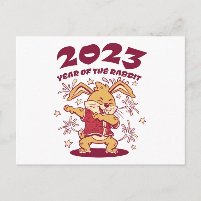 Carte Postale Nouvel An chinois 2023 - Année du lapin (Devant)