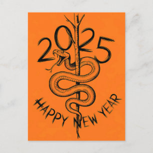 Carte Postale Nouvel an chinois du serpent en bois 2025