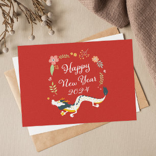 Carte Postale Nouvel An Lunaire 2024 Année Du Dragon