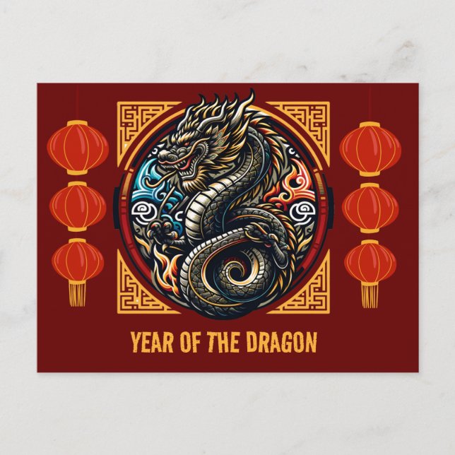 Carte Postale Nouvel An Lunaire Chinois Du Dragon 2024 (Devant)