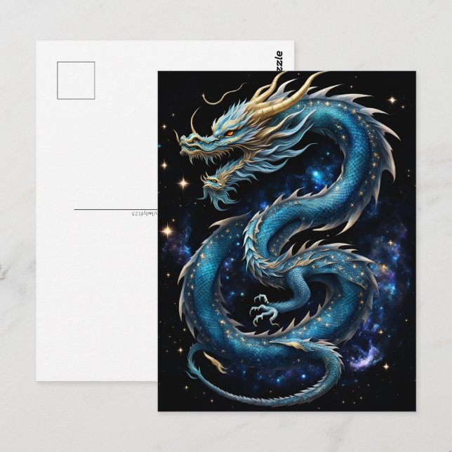 Carte Postale Nouvel An lunaire chinois du dragon, poste (Devant / Derrière)