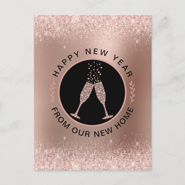 Carte Postale Nouvel An Nouveau Rose Accueil Changement d'adress (Devant)