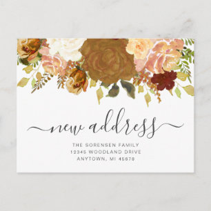 Carte Postale Nouvelle adresse Annonce de déménagement Floral Au