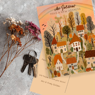 Carte Postale Nouvelle adresse Déplacement Art villageois automn