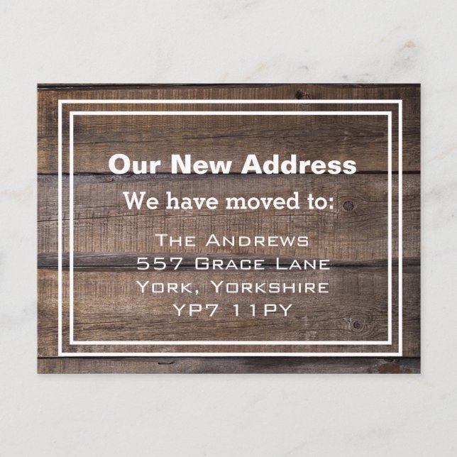Carte Postale Nouvelle adresse domiciliaire Rustic Moving Faire- (Devant)