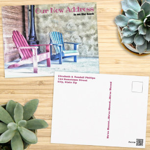 Carte Postale Nouvelle adresse Faire-part Adirondack Chaises Por