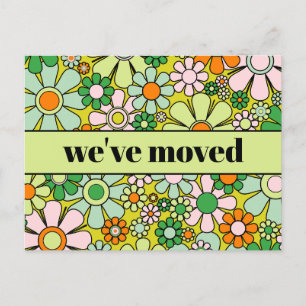 Carte Postale Nouvelle adresse florale rétro de printemps / Nous